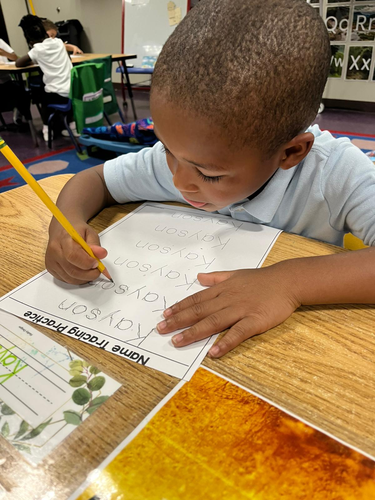 Savannah boy learning spelling