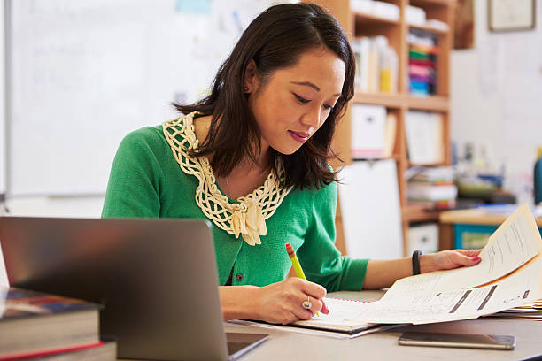 Female teacher at her desk